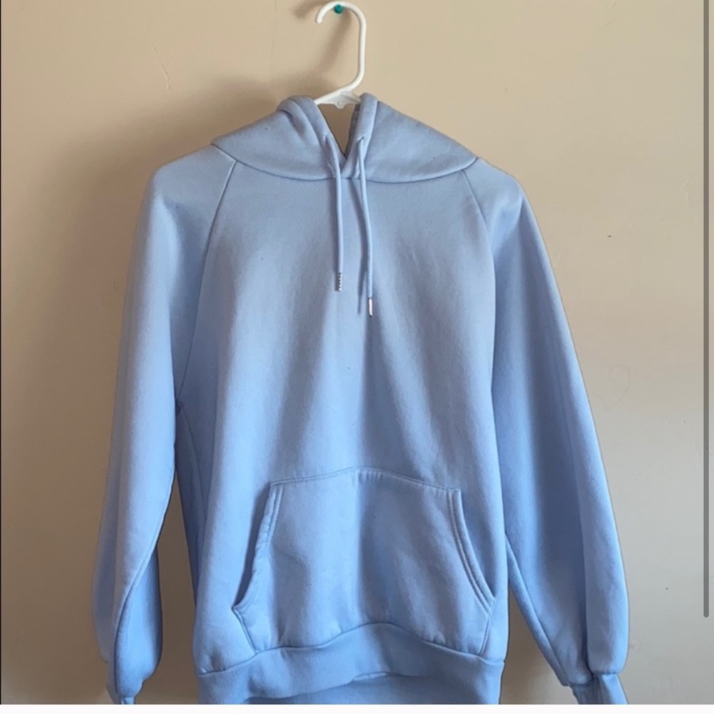 light blue hoodie